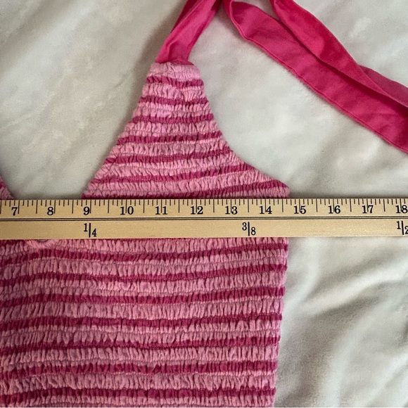 NWT Free People Pink Smocked Midi Dress with Tie-Straps sz M Coquette Boho Girly - Picture 13 of 16